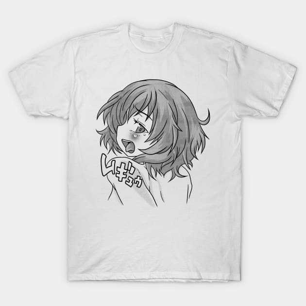 Ecchi Hentai Otaku Girl Waifu Ahegao Pleasure Face T-Shirt by Juandamurai